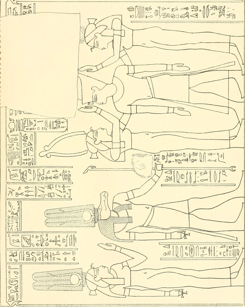 An illustration from Catalogue des monuments et inscriptions de l'Égypte antique / publié sous les auspices de S.A. Abbas II Helmi par la direction générale du Service des antiquités [de l'Égypte] ; par J. de Morgan, U. Bouriant, G. Legrain, G. Jéquier, A. Barsanti, 1894, leaf 190