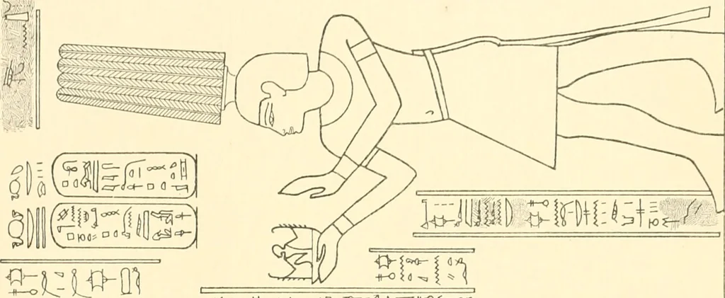 An illustration from Catalogue des monuments et inscriptions de l'Égypte antique / publié sous les auspices de S.A. Abbas II Helmi par la direction générale du Service des antiquités [de l'Égypte] ; par J. de Morgan, U. Bouriant, G. Legrain, G. Jéquier, A. Barsanti, 1894, leaf 192