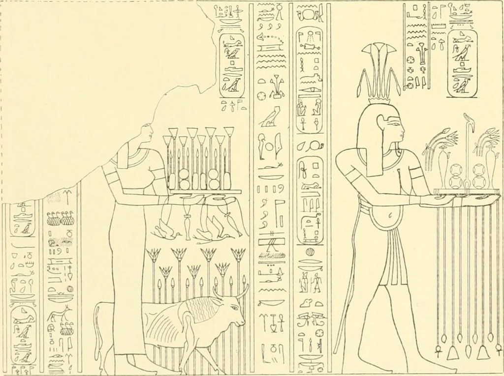 An illustration from Catalogue des monuments et inscriptions de l'Égypte antique / publié sous les auspices de S.A. Abbas II Helmi par la direction générale du Service des antiquités [de l'Égypte] ; par J. de Morgan, U. Bouriant, G. Legrain, G. Jéquier, A. Barsanti, 1894, leaf 195