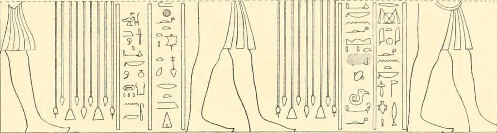 An illustration from Catalogue des monuments et inscriptions de l'Égypte antique / publié sous les auspices de S.A. Abbas II Helmi par la direction générale du Service des antiquités [de l'Égypte] ; par J. de Morgan, U. Bouriant, G. Legrain, G. Jéquier, A. Barsanti, 1894, leaf 196
