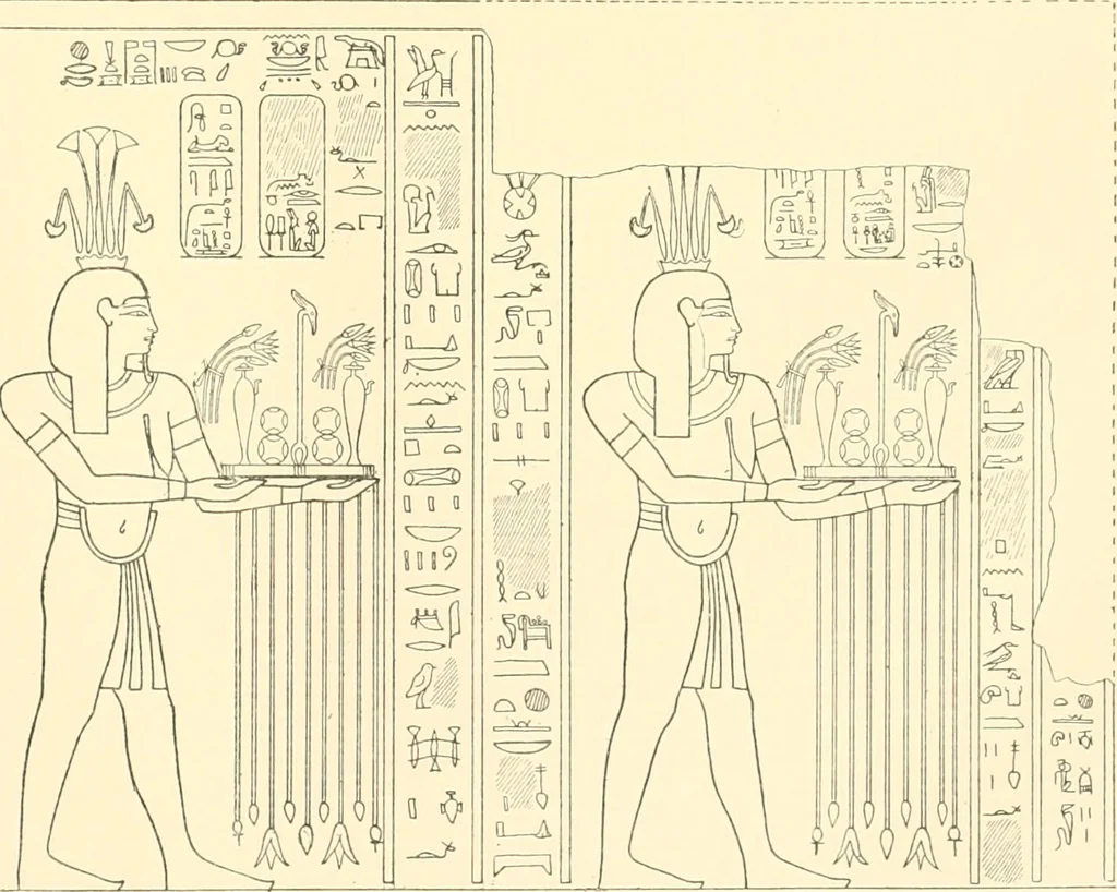 An illustration from Catalogue des monuments et inscriptions de l'Égypte antique / publié sous les auspices de S.A. Abbas II Helmi par la direction générale du Service des antiquités [de l'Égypte] ; par J. de Morgan, U. Bouriant, G. Legrain, G. Jéquier, A. Barsanti, 1894, leaf 196
