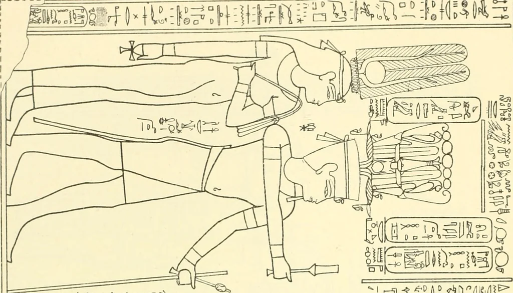 An illustration from Catalogue des monuments et inscriptions de l'Égypte antique / publié sous les auspices de S.A. Abbas II Helmi par la direction générale du Service des antiquités [de l'Égypte] ; par J. de Morgan, U. Bouriant, G. Legrain, G. Jéquier, A. Barsanti, 1894, leaf 201