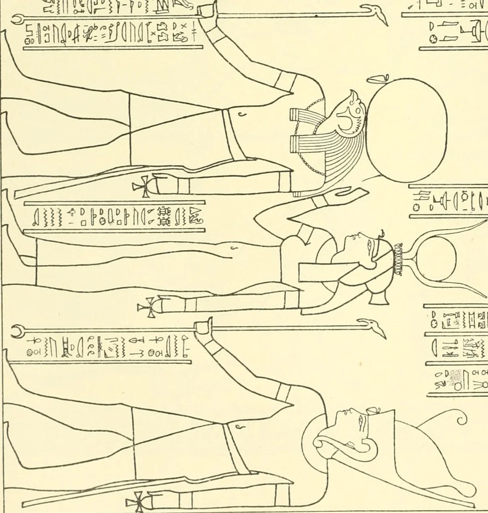 An illustration from Catalogue des monuments et inscriptions de l'Égypte antique / publié sous les auspices de S.A. Abbas II Helmi par la direction générale du Service des antiquités [de l'Égypte] ; par J. de Morgan, U. Bouriant, G. Legrain, G. Jéquier, A. Barsanti, 1894, leaf 201