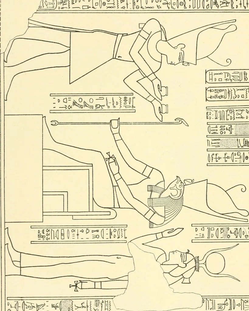 An illustration from Catalogue des monuments et inscriptions de l'Égypte antique / publié sous les auspices de S.A. Abbas II Helmi par la direction générale du Service des antiquités [de l'Égypte] ; par J. de Morgan, U. Bouriant, G. Legrain, G. Jéquier, A. Barsanti, 1894, leaf 205