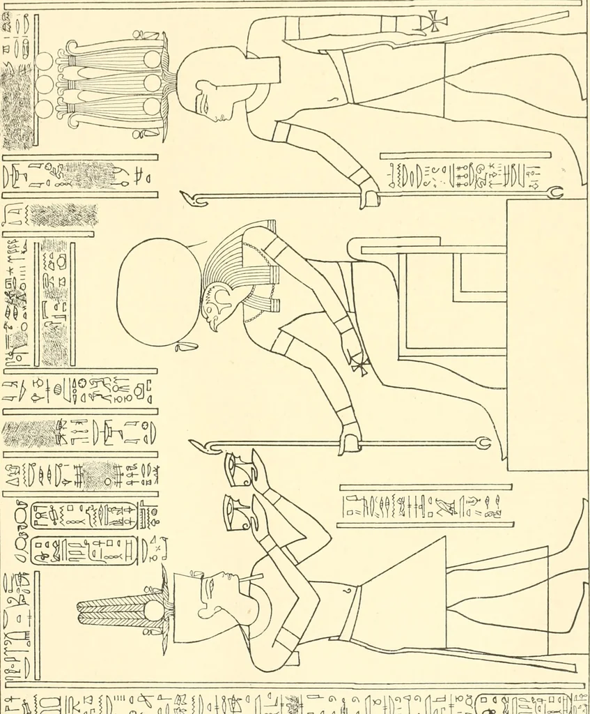 An illustration from Catalogue des monuments et inscriptions de l'Égypte antique / publié sous les auspices de S.A. Abbas II Helmi par la direction générale du Service des antiquités [de l'Égypte] ; par J. de Morgan, U. Bouriant, G. Legrain, G. Jéquier, A. Barsanti, 1894, leaf 206