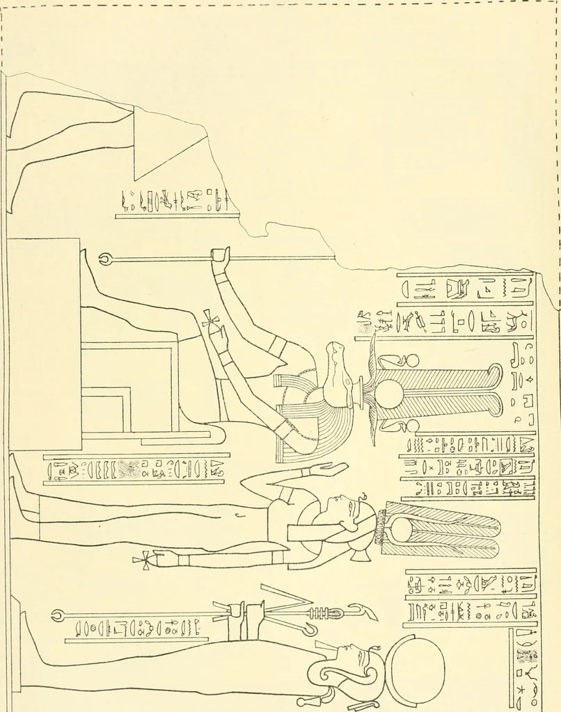 An illustration from Catalogue des monuments et inscriptions de l'Égypte antique / publié sous les auspices de S.A. Abbas II Helmi par la direction générale du Service des antiquités [de l'Égypte] ; par J. de Morgan, U. Bouriant, G. Legrain, G. Jéquier, A. Barsanti, 1894, leaf 207