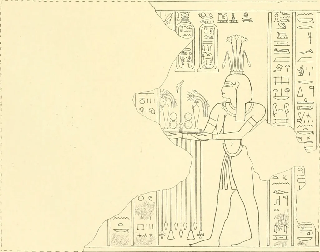 An illustration from Catalogue des monuments et inscriptions de l'Égypte antique / publié sous les auspices de S.A. Abbas II Helmi par la direction générale du Service des antiquités [de l'Égypte] ; par J. de Morgan, U. Bouriant, G. Legrain, G. Jéquier, A. Barsanti, 1894, leaf 215