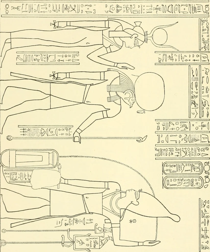 An illustration from Catalogue des monuments et inscriptions de l'Égypte antique / publié sous les auspices de S.A. Abbas II Helmi par la direction générale du Service des antiquités [de l'Égypte] ; par J. de Morgan, U. Bouriant, G. Legrain, G. Jéquier, A. Barsanti, 1894, leaf 219