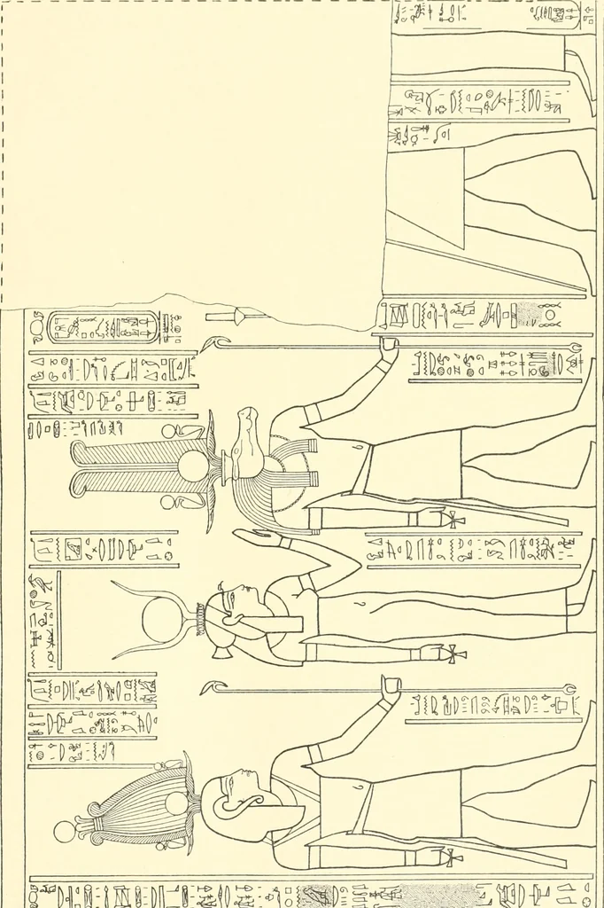 An illustration from Catalogue des monuments et inscriptions de l'Égypte antique / publié sous les auspices de S.A. Abbas II Helmi par la direction générale du Service des antiquités [de l'Égypte] ; par J. de Morgan, U. Bouriant, G. Legrain, G. Jéquier, A. Barsanti, 1894, leaf 220