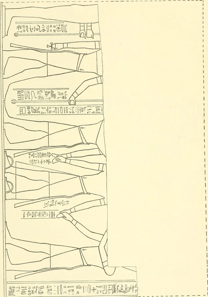 An illustration from Catalogue des monuments et inscriptions de l'Égypte antique / publié sous les auspices de S.A. Abbas II Helmi par la direction générale du Service des antiquités [de l'Égypte] ; par J. de Morgan, U. Bouriant, G. Legrain, G. Jéquier, A. Barsanti, 1894, leaf 221