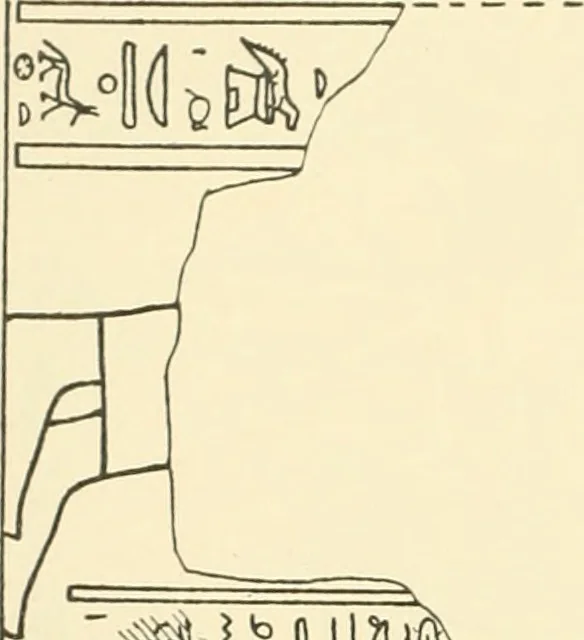 An illustration from Catalogue des monuments et inscriptions de l'Égypte antique / publié sous les auspices de S.A. Abbas II Helmi par la direction générale du Service des antiquités [de l'Égypte] ; par J. de Morgan, U. Bouriant, G. Legrain, G. Jéquier, A. Barsanti, 1894, leaf 225