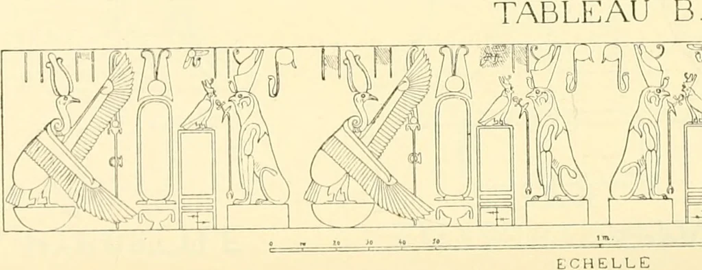 An illustration from Catalogue des monuments et inscriptions de l'Égypte antique / publié sous les auspices de S.A. Abbas II Helmi par la direction générale du Service des antiquités [de l'Égypte] ; par J. de Morgan, U. Bouriant, G. Legrain, G. Jéquier, A. Barsanti, 1894, leaf 239