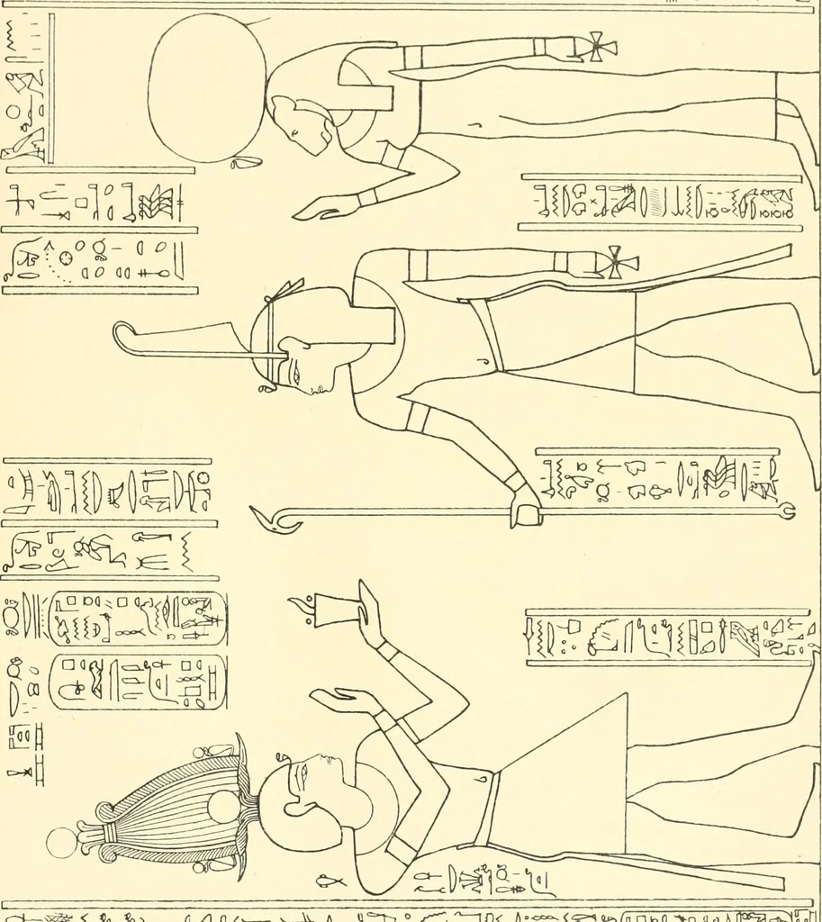 An illustration from Catalogue des monuments et inscriptions de l'Égypte antique / publié sous les auspices de S.A. Abbas II Helmi par la direction générale du Service des antiquités [de l'Égypte] ; par J. de Morgan, U. Bouriant, G. Legrain, G. Jéquier, A. Barsanti, 1894, leaf 242