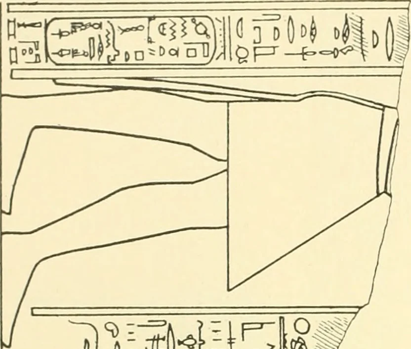 An illustration from Catalogue des monuments et inscriptions de l'Égypte antique / publié sous les auspices de S.A. Abbas II Helmi par la direction générale du Service des antiquités [de l'Égypte] ; par J. de Morgan, U. Bouriant, G. Legrain, G. Jéquier, A. Barsanti, 1894, leaf 245