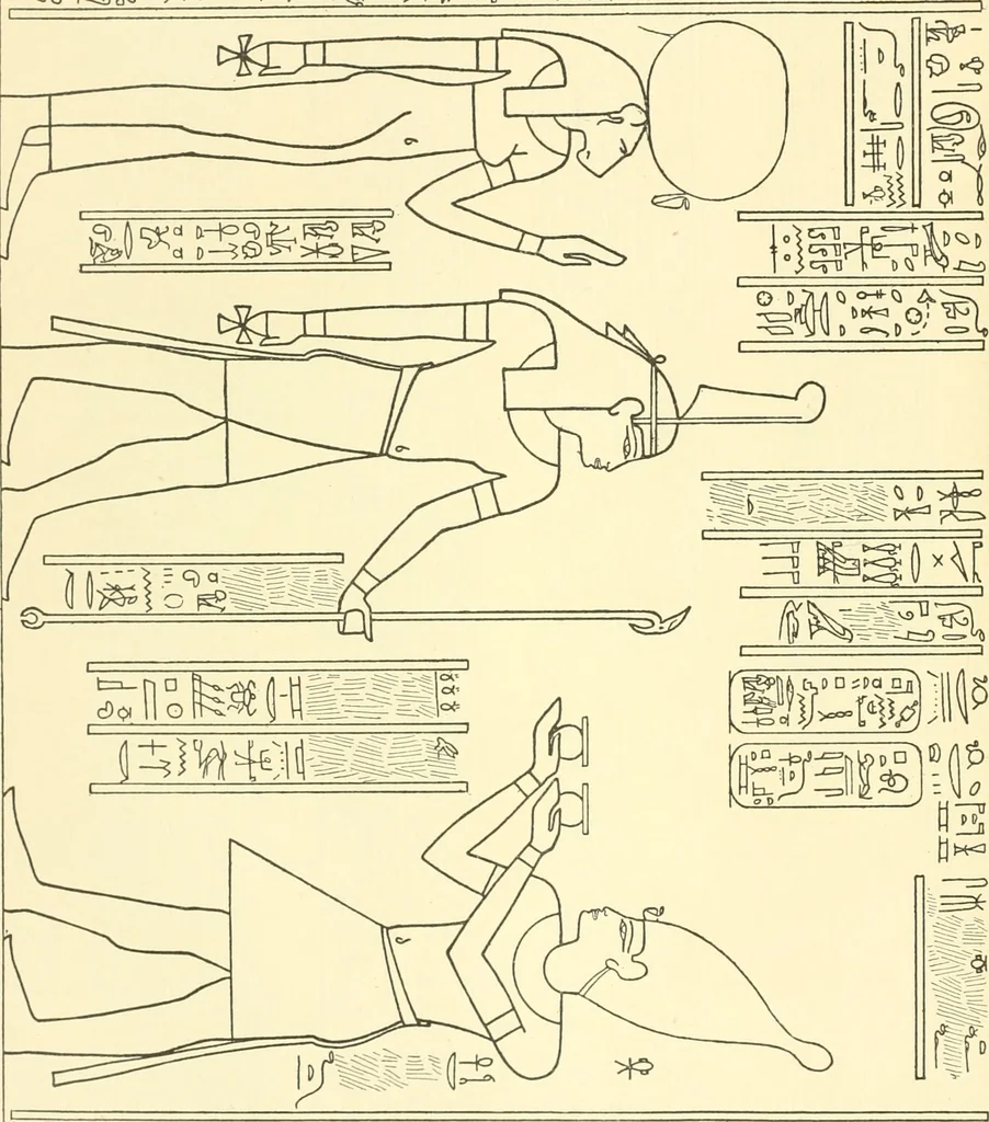 An illustration from Catalogue des monuments et inscriptions de l'Égypte antique / publié sous les auspices de S.A. Abbas II Helmi par la direction générale du Service des antiquités [de l'Égypte] ; par J. de Morgan, U. Bouriant, G. Legrain, G. Jéquier, A. Barsanti, 1894, leaf 247