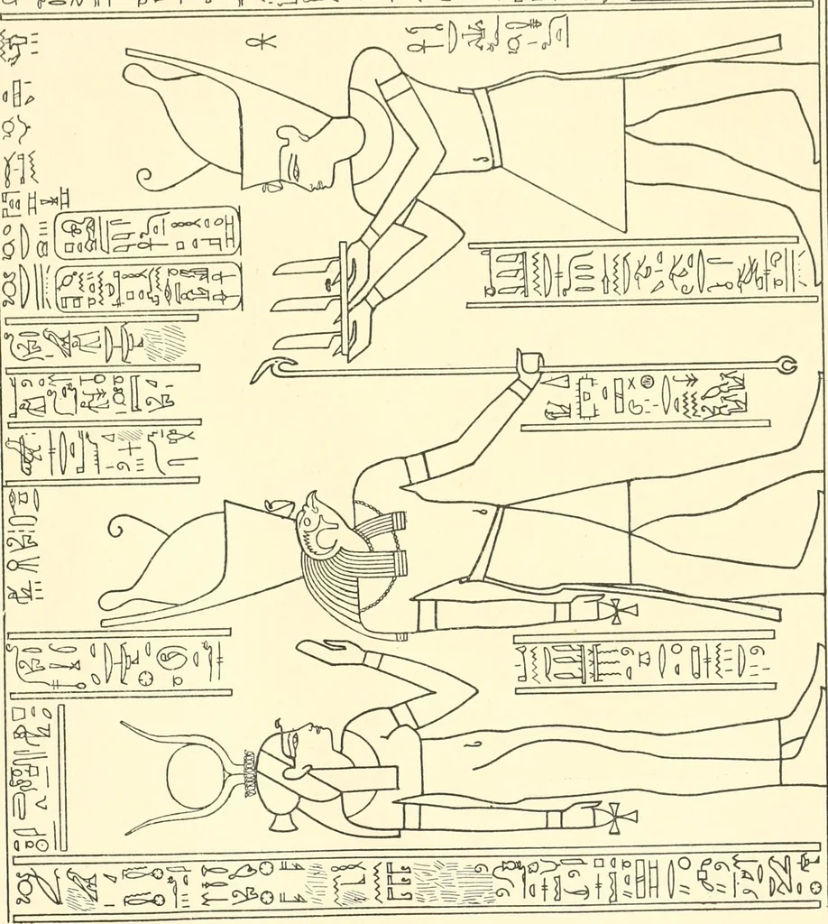 An illustration from Catalogue des monuments et inscriptions de l'Égypte antique / publié sous les auspices de S.A. Abbas II Helmi par la direction générale du Service des antiquités [de l'Égypte] ; par J. de Morgan, U. Bouriant, G. Legrain, G. Jéquier, A. Barsanti, 1894, leaf 250