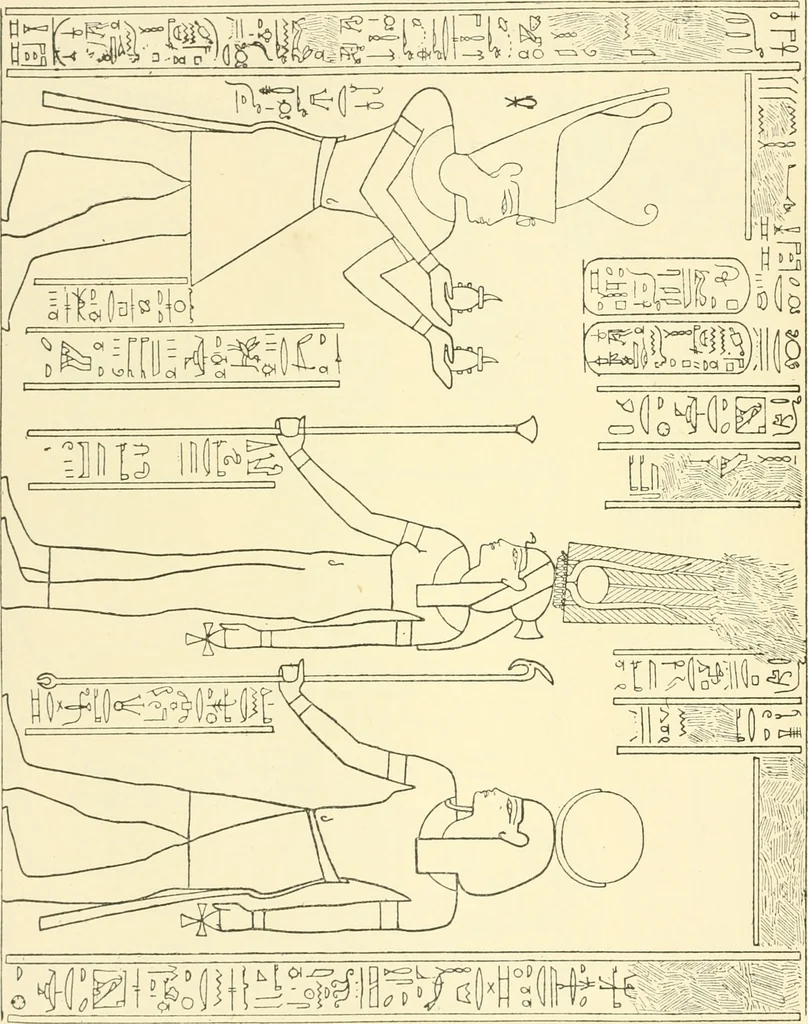 An illustration from Catalogue des monuments et inscriptions de l'Égypte antique / publié sous les auspices de S.A. Abbas II Helmi par la direction générale du Service des antiquités [de l'Égypte] ; par J. de Morgan, U. Bouriant, G. Legrain, G. Jéquier, A. Barsanti, 1894, leaf 257