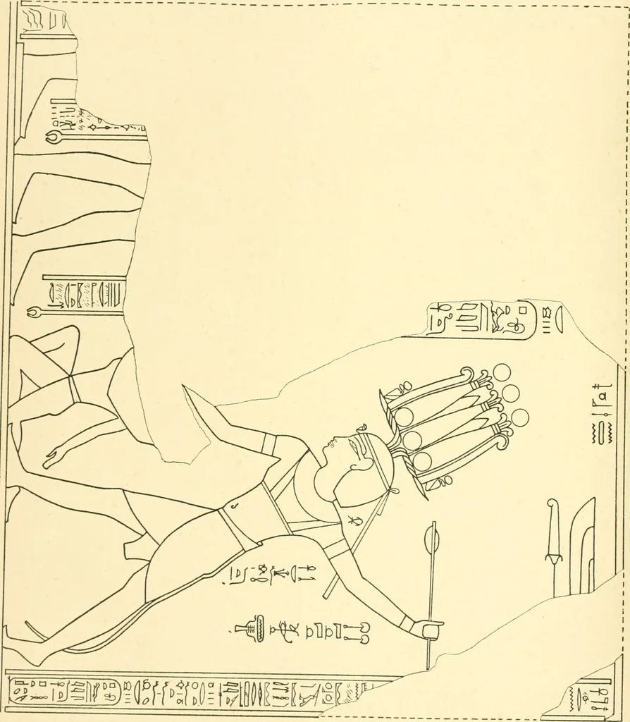 An illustration from Catalogue des monuments et inscriptions de l'Égypte antique / publié sous les auspices de S.A. Abbas II Helmi par la direction générale du Service des antiquités [de l'Égypte] ; par J. de Morgan, U. Bouriant, G. Legrain, G. Jéquier, A. Barsanti, 1894, leaf 27