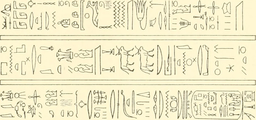 An illustration from Catalogue des monuments et inscriptions de l'Égypte antique / publié sous les auspices de S.A. Abbas II Helmi par la direction générale du Service des antiquités [de l'Égypte] ; par J. de Morgan, U. Bouriant, G. Legrain, G. Jéquier, A. Barsanti, 1894, leaf 274