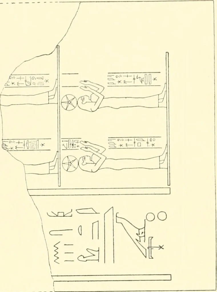 An illustration from Catalogue des monuments et inscriptions de l'Égypte antique / publié sous les auspices de S.A. Abbas II Helmi par la direction générale du Service des antiquités [de l'Égypte] ; par J. de Morgan, U. Bouriant, G. Legrain, G. Jéquier, A. Barsanti, 1894, leaf 276