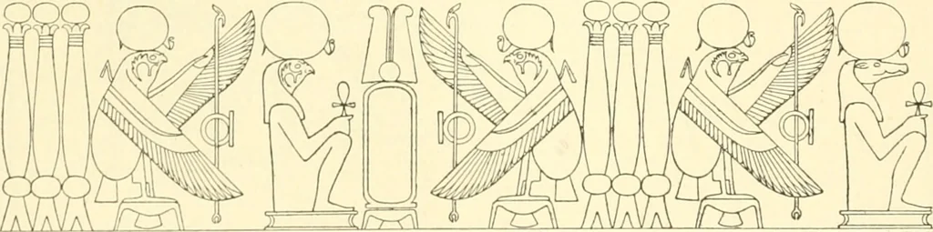 An illustration from Catalogue des monuments et inscriptions de l'Égypte antique / publié sous les auspices de S.A. Abbas II Helmi par la direction générale du Service des antiquités [de l'Égypte] ; par J. de Morgan, U. Bouriant, G. Legrain, G. Jéquier, A. Barsanti, 1894, leaf 281