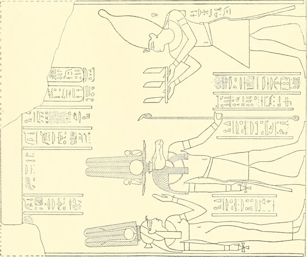 An illustration from Catalogue des monuments et inscriptions de l'Égypte antique / publié sous les auspices de S.A. Abbas II Helmi par la direction générale du Service des antiquités [de l'Égypte] ; par J. de Morgan, U. Bouriant, G. Legrain, G. Jéquier, A. Barsanti, 1894, leaf 288