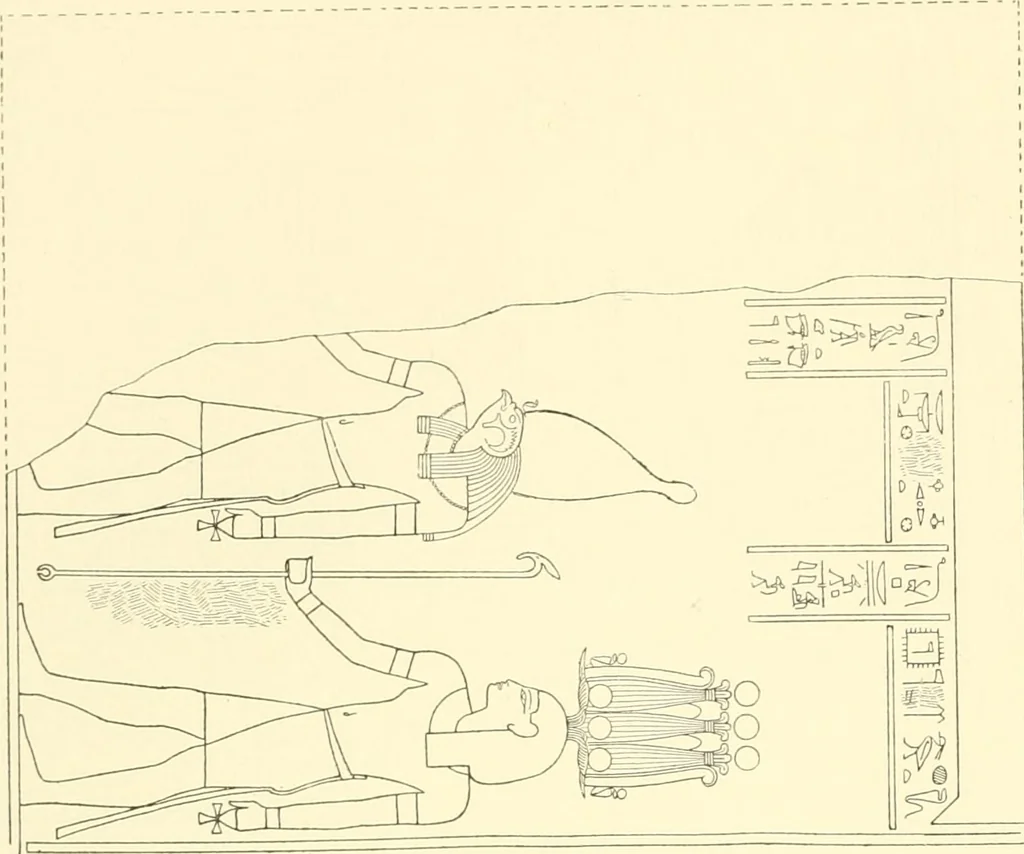 An illustration from Catalogue des monuments et inscriptions de l'Égypte antique / publié sous les auspices de S.A. Abbas II Helmi par la direction générale du Service des antiquités [de l'Égypte] ; par J. de Morgan, U. Bouriant, G. Legrain, G. Jéquier, A. Barsanti, 1894, leaf 289