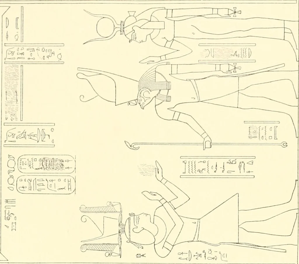 An illustration from Catalogue des monuments et inscriptions de l'Égypte antique / publié sous les auspices de S.A. Abbas II Helmi par la direction générale du Service des antiquités [de l'Égypte] ; par J. de Morgan, U. Bouriant, G. Legrain, G. Jéquier, A. Barsanti, 1894, leaf 290