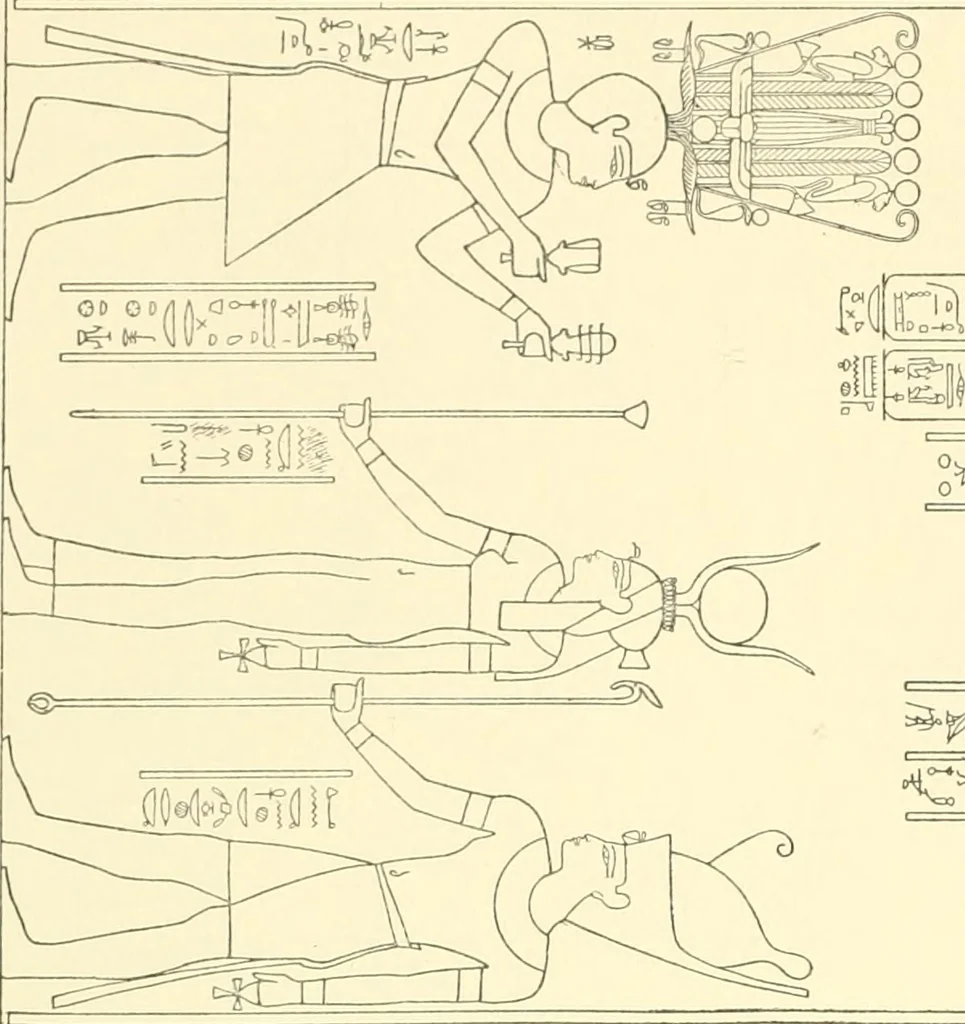 An illustration from Catalogue des monuments et inscriptions de l'Égypte antique / publié sous les auspices de S.A. Abbas II Helmi par la direction générale du Service des antiquités [de l'Égypte] ; par J. de Morgan, U. Bouriant, G. Legrain, G. Jéquier, A. Barsanti, 1894, leaf 291