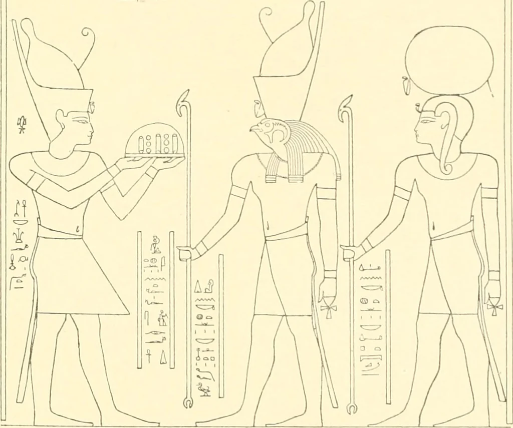 An illustration from Catalogue des monuments et inscriptions de l'Égypte antique / publié sous les auspices de S.A. Abbas II Helmi par la direction générale du Service des antiquités [de l'Égypte] ; par J. de Morgan, U. Bouriant, G. Legrain, G. Jéquier, A. Barsanti, 1894, leaf 296