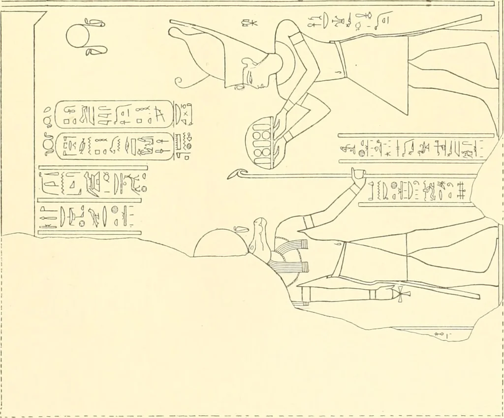 An illustration from Catalogue des monuments et inscriptions de l'Égypte antique / publié sous les auspices de S.A. Abbas II Helmi par la direction générale du Service des antiquités [de l'Égypte] ; par J. de Morgan, U. Bouriant, G. Legrain, G. Jéquier, A. Barsanti, 1894, leaf 296