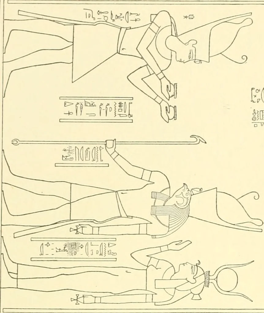 An illustration from Catalogue des monuments et inscriptions de l'Égypte antique / publié sous les auspices de S.A. Abbas II Helmi par la direction générale du Service des antiquités [de l'Égypte] ; par J. de Morgan, U. Bouriant, G. Legrain, G. Jéquier, A. Barsanti, 1894, leaf 297