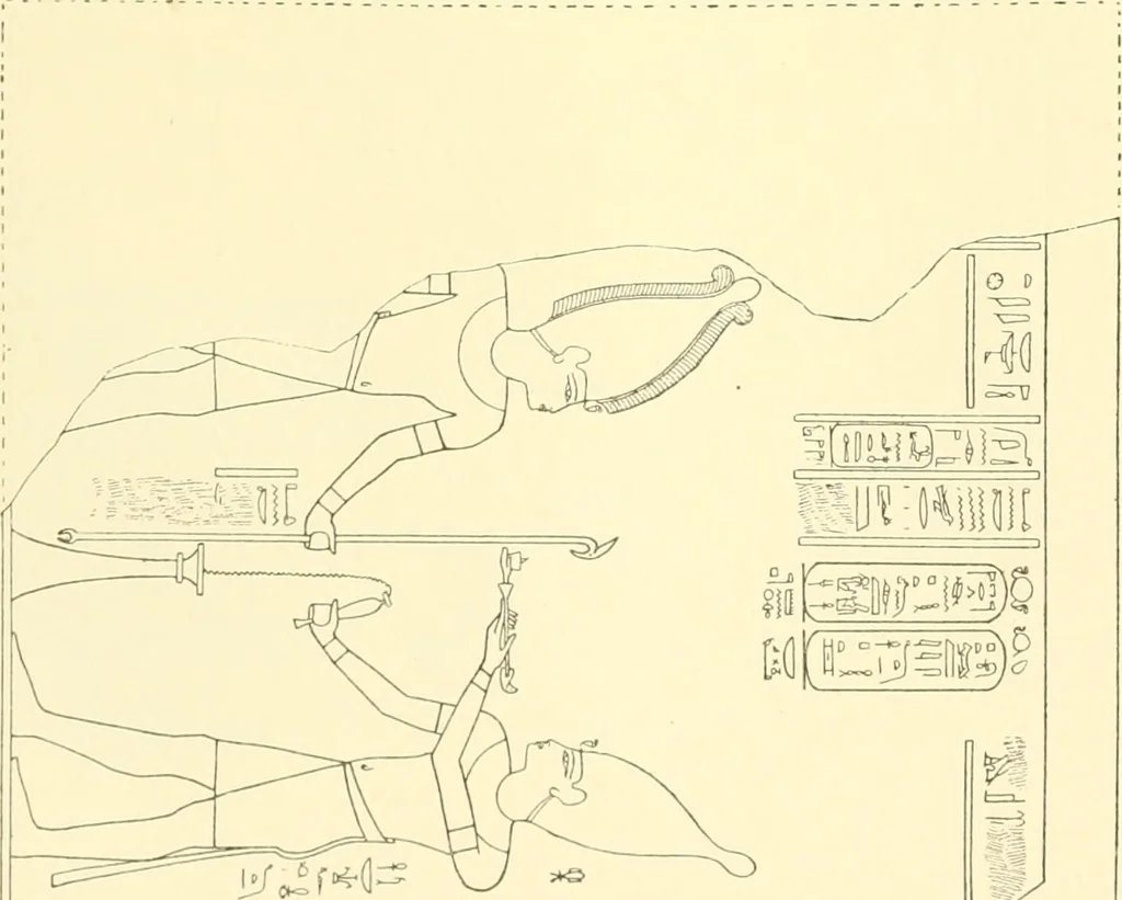 An illustration from Catalogue des monuments et inscriptions de l'Égypte antique / publié sous les auspices de S.A. Abbas II Helmi par la direction générale du Service des antiquités [de l'Égypte] ; par J. de Morgan, U. Bouriant, G. Legrain, G. Jéquier, A. Barsanti, 1894, leaf 297