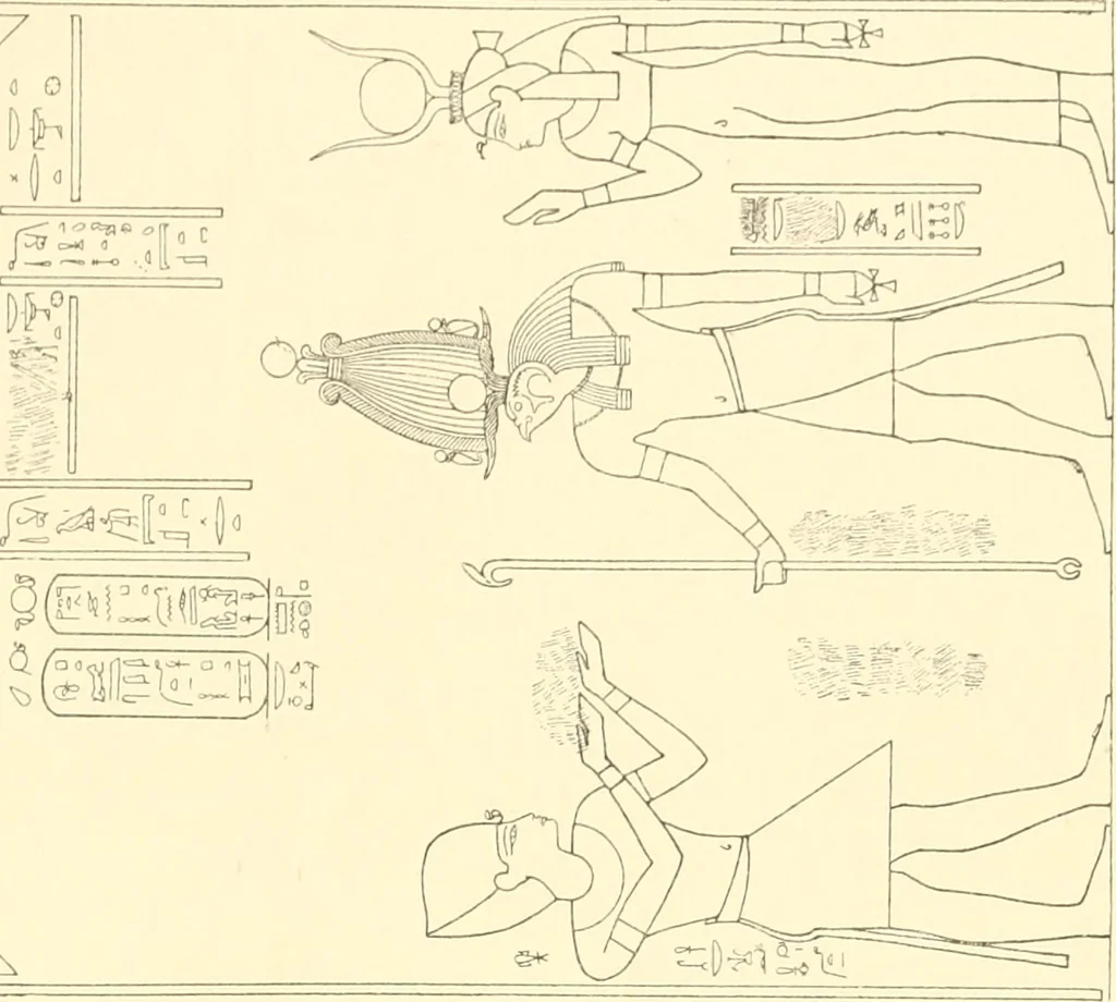 An illustration from Catalogue des monuments et inscriptions de l'Égypte antique / publié sous les auspices de S.A. Abbas II Helmi par la direction générale du Service des antiquités [de l'Égypte] ; par J. de Morgan, U. Bouriant, G. Legrain, G. Jéquier, A. Barsanti, 1894, leaf 298