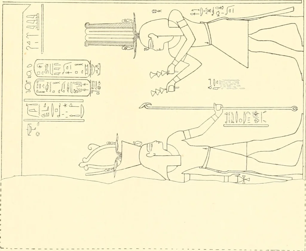 An illustration from Catalogue des monuments et inscriptions de l'Égypte antique / publié sous les auspices de S.A. Abbas II Helmi par la direction générale du Service des antiquités [de l'Égypte] ; par J. de Morgan, U. Bouriant, G. Legrain, G. Jéquier, A. Barsanti, 1894, leaf 298