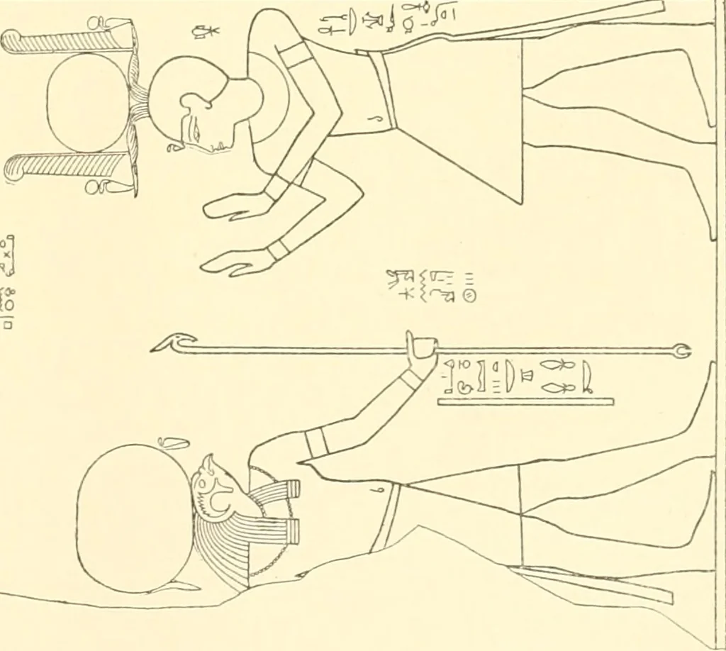 An illustration from Catalogue des monuments et inscriptions de l'Égypte antique / publié sous les auspices de S.A. Abbas II Helmi par la direction générale du Service des antiquités [de l'Égypte] ; par J. de Morgan, U. Bouriant, G. Legrain, G. Jéquier, A. Barsanti, 1894, leaf 300