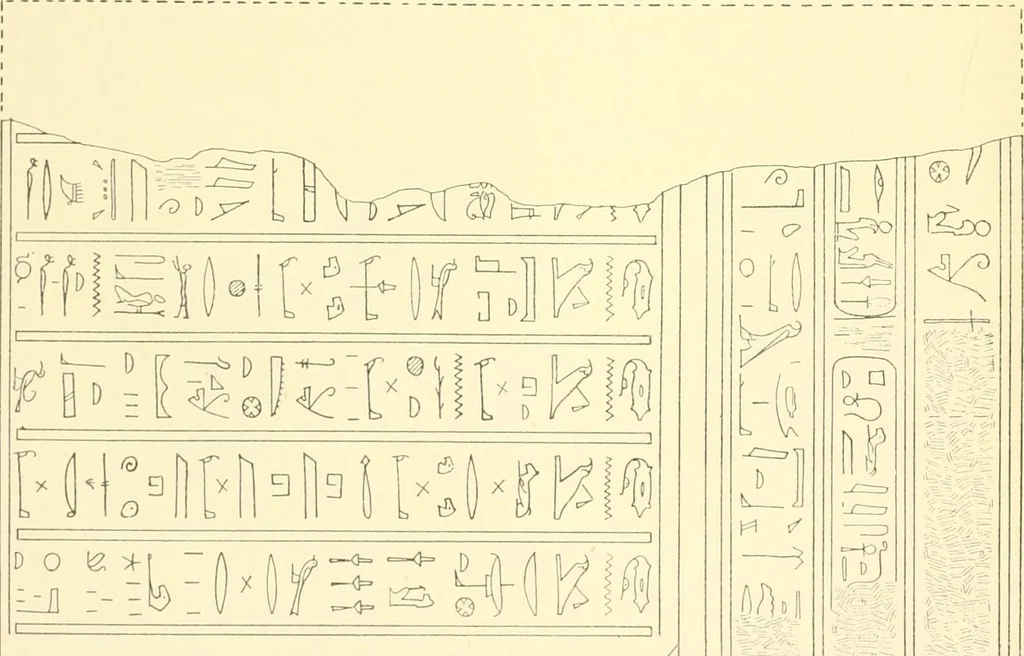 An illustration from Catalogue des monuments et inscriptions de l'Égypte antique / publié sous les auspices de S.A. Abbas II Helmi par la direction générale du Service des antiquités [de l'Égypte] ; par J. de Morgan, U. Bouriant, G. Legrain, G. Jéquier, A. Barsanti, 1894, leaf 301