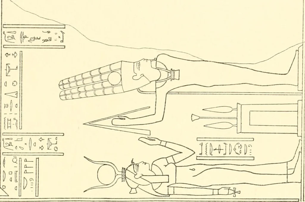 An illustration from Catalogue des monuments et inscriptions de l'Égypte antique / publié sous les auspices de S.A. Abbas II Helmi par la direction générale du Service des antiquités [de l'Égypte] ; par J. de Morgan, U. Bouriant, G. Legrain, G. Jéquier, A. Barsanti, 1894, leaf 304