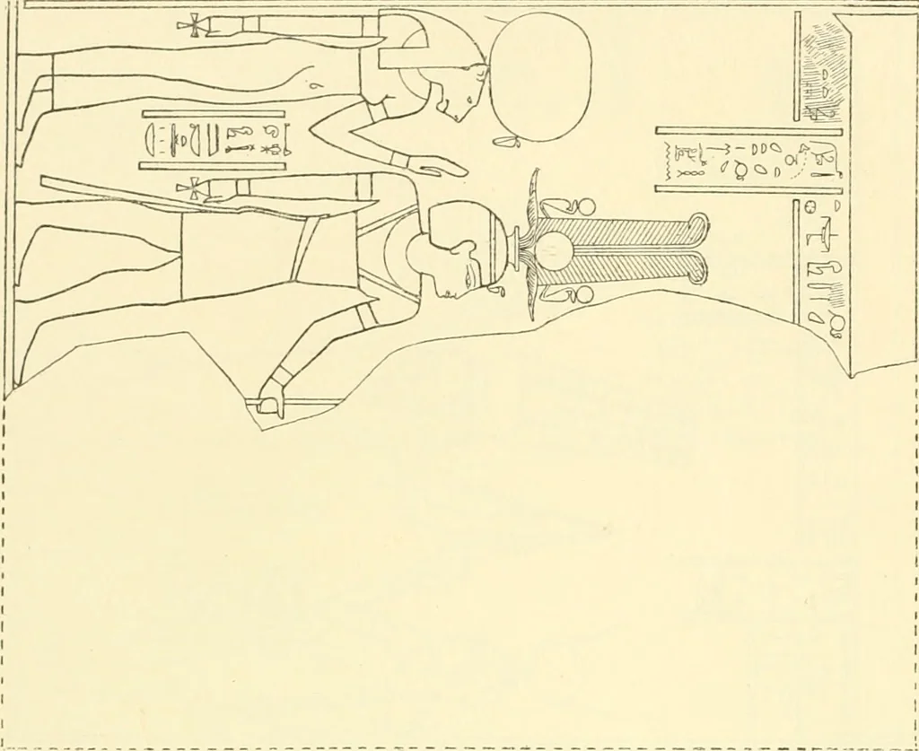 An illustration from Catalogue des monuments et inscriptions de l'Égypte antique / publié sous les auspices de S.A. Abbas II Helmi par la direction générale du Service des antiquités [de l'Égypte] ; par J. de Morgan, U. Bouriant, G. Legrain, G. Jéquier, A. Barsanti, 1894, leaf 305