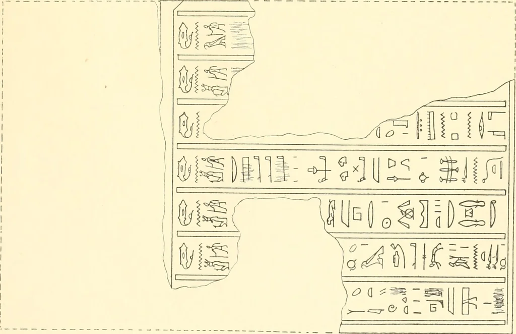 An illustration from Catalogue des monuments et inscriptions de l'Égypte antique / publié sous les auspices de S.A. Abbas II Helmi par la direction générale du Service des antiquités [de l'Égypte] ; par J. de Morgan, U. Bouriant, G. Legrain, G. Jéquier, A. Barsanti, 1894, leaf 308