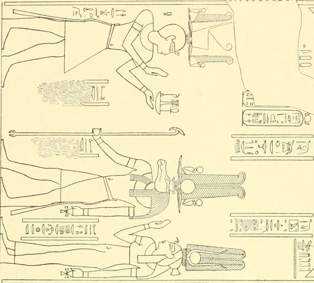 An illustration from Catalogue des monuments et inscriptions de l'Égypte antique / publié sous les auspices de S.A. Abbas II Helmi par la direction générale du Service des antiquités [de l'Égypte] ; par J. de Morgan, U. Bouriant, G. Legrain, G. Jéquier, A. Barsanti, 1894, leaf 311