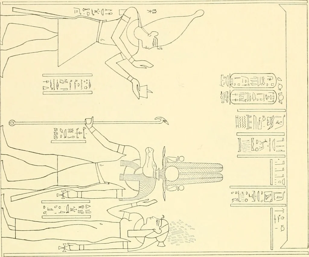 An illustration from Catalogue des monuments et inscriptions de l'Égypte antique / publié sous les auspices de S.A. Abbas II Helmi par la direction générale du Service des antiquités [de l'Égypte] ; par J. de Morgan, U. Bouriant, G. Legrain, G. Jéquier, A. Barsanti, 1894, leaf 313