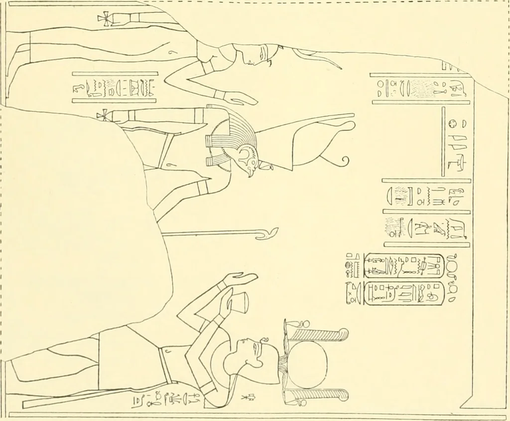 An illustration from Catalogue des monuments et inscriptions de l'Égypte antique / publié sous les auspices de S.A. Abbas II Helmi par la direction générale du Service des antiquités [de l'Égypte] ; par J. de Morgan, U. Bouriant, G. Legrain, G. Jéquier, A. Barsanti, 1894, leaf 313