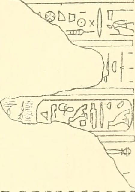An illustration from Catalogue des monuments et inscriptions de l'Égypte antique / publié sous les auspices de S.A. Abbas II Helmi par la direction générale du Service des antiquités [de l'Égypte] ; par J. de Morgan, U. Bouriant, G. Legrain, G. Jéquier, A. Barsanti, 1894, leaf 316