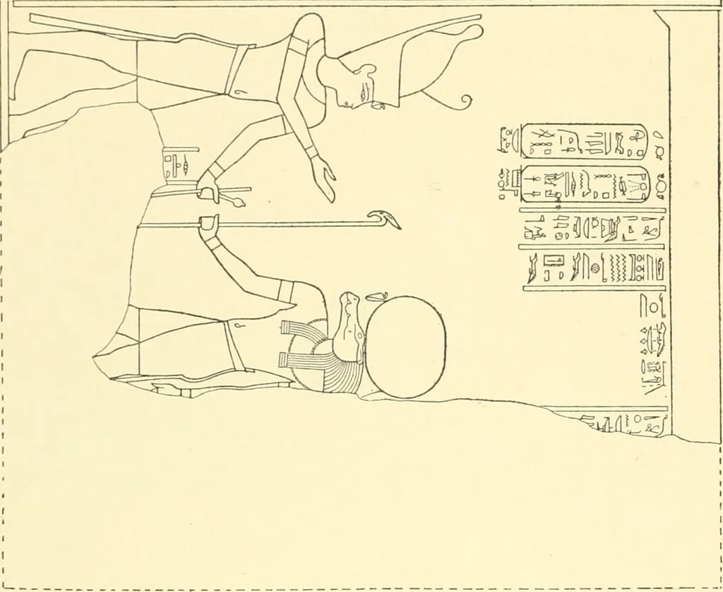 An illustration from Catalogue des monuments et inscriptions de l'Égypte antique / publié sous les auspices de S.A. Abbas II Helmi par la direction générale du Service des antiquités [de l'Égypte] ; par J. de Morgan, U. Bouriant, G. Legrain, G. Jéquier, A. Barsanti, 1894, leaf 317