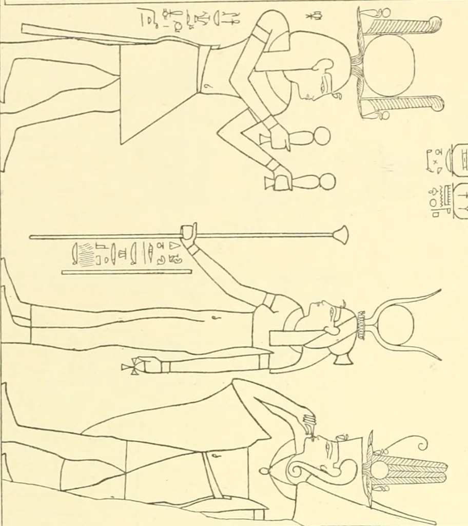 An illustration from Catalogue des monuments et inscriptions de l'Égypte antique / publié sous les auspices de S.A. Abbas II Helmi par la direction générale du Service des antiquités [de l'Égypte] ; par J. de Morgan, U. Bouriant, G. Legrain, G. Jéquier, A. Barsanti, 1894, leaf 319