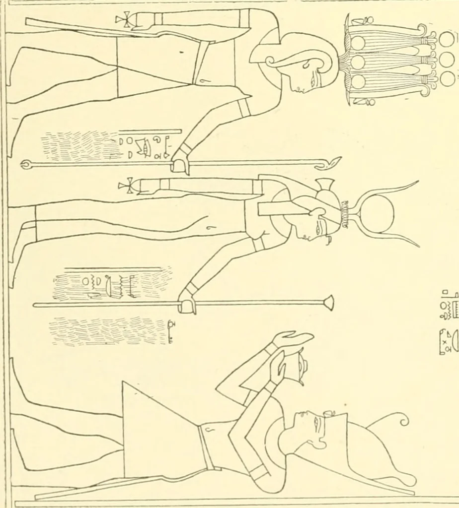 An illustration from Catalogue des monuments et inscriptions de l'Égypte antique / publié sous les auspices de S.A. Abbas II Helmi par la direction générale du Service des antiquités [de l'Égypte] ; par J. de Morgan, U. Bouriant, G. Legrain, G. Jéquier, A. Barsanti, 1894, leaf 319