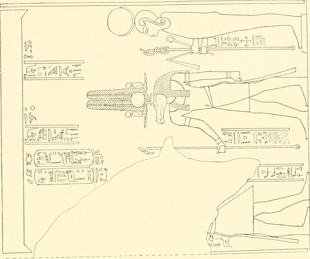 An illustration from Catalogue des monuments et inscriptions de l'Égypte antique / publié sous les auspices de S.A. Abbas II Helmi par la direction générale du Service des antiquités [de l'Égypte] ; par J. de Morgan, U. Bouriant, G. Legrain, G. Jéquier, A. Barsanti, 1894, leaf 320