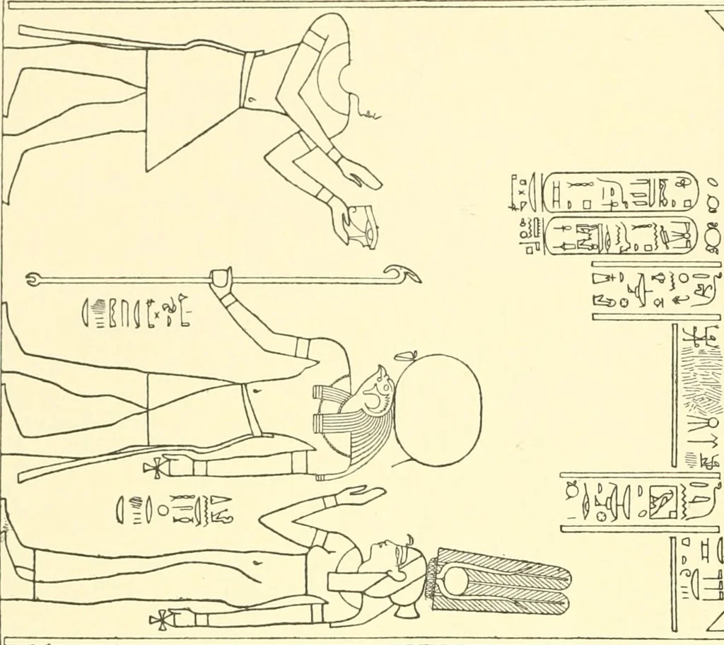 An illustration from Catalogue des monuments et inscriptions de l'Égypte antique / publié sous les auspices de S.A. Abbas II Helmi par la direction générale du Service des antiquités [de l'Égypte] ; par J. de Morgan, U. Bouriant, G. Legrain, G. Jéquier, A. Barsanti, 1894, leaf 321