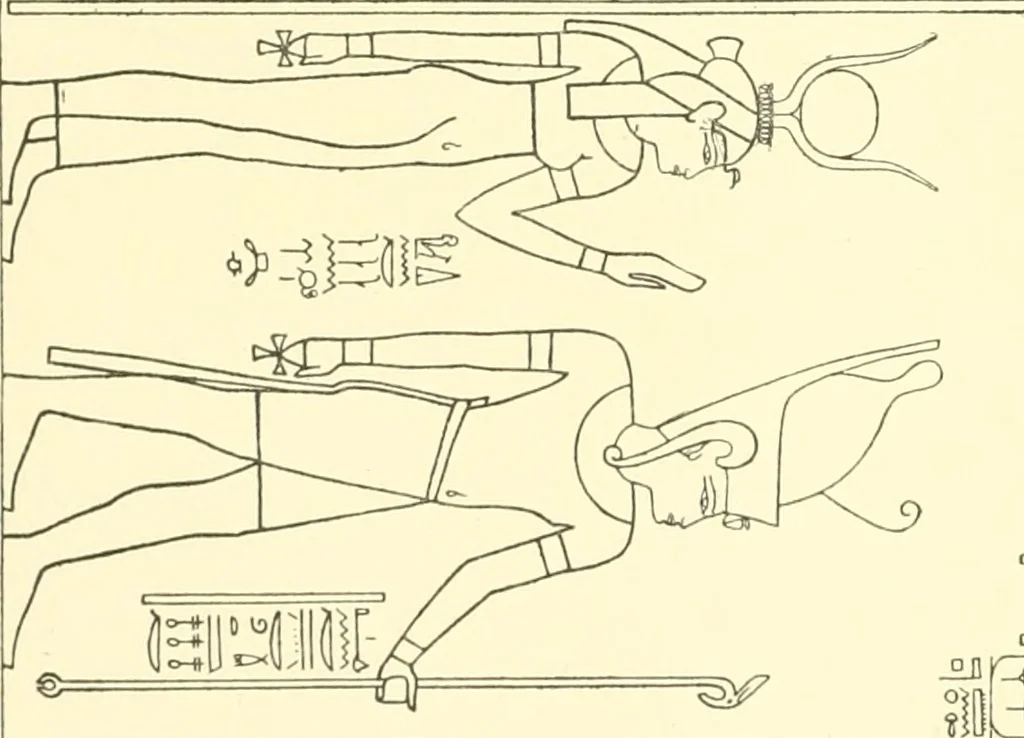 An illustration from Catalogue des monuments et inscriptions de l'Égypte antique / publié sous les auspices de S.A. Abbas II Helmi par la direction générale du Service des antiquités [de l'Égypte] ; par J. de Morgan, U. Bouriant, G. Legrain, G. Jéquier, A. Barsanti, 1894, leaf 321